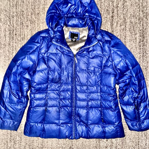 A.N.A Women's Fleece Fur Lined Down Full Zip Puffer Hooded Jacket in Blue - Picture 8 of 14